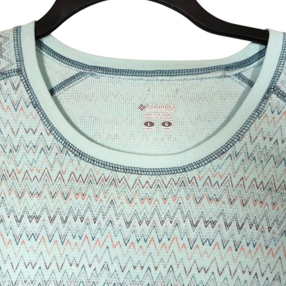 Columbia Thermal Top Long Sleeve Shirt Green Blue Pattern Large L Women - Picture 4 of 6